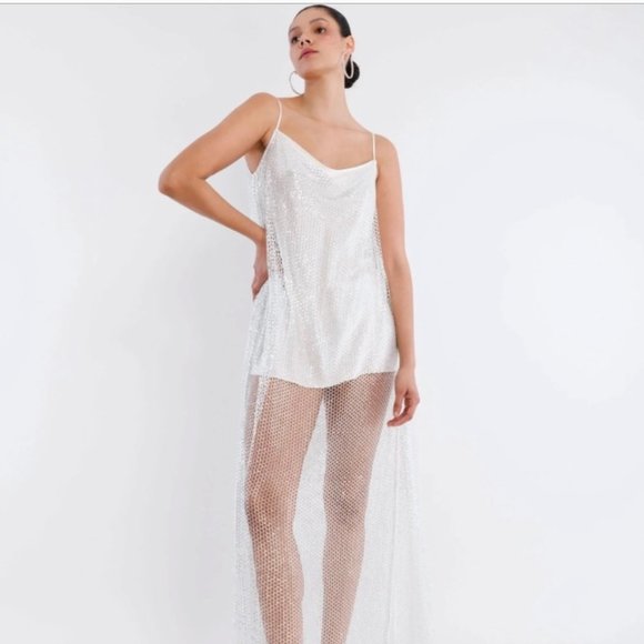 Showstopper BCBGMAXAZRIA Decker Canyon Dress - SILVER / XS - New W/Tags - Picture 1 of 6